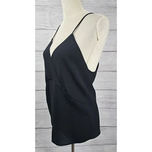Zara Women Asymmetrical Cami V-Neck Top Black Size Small - Picture 5 of 6